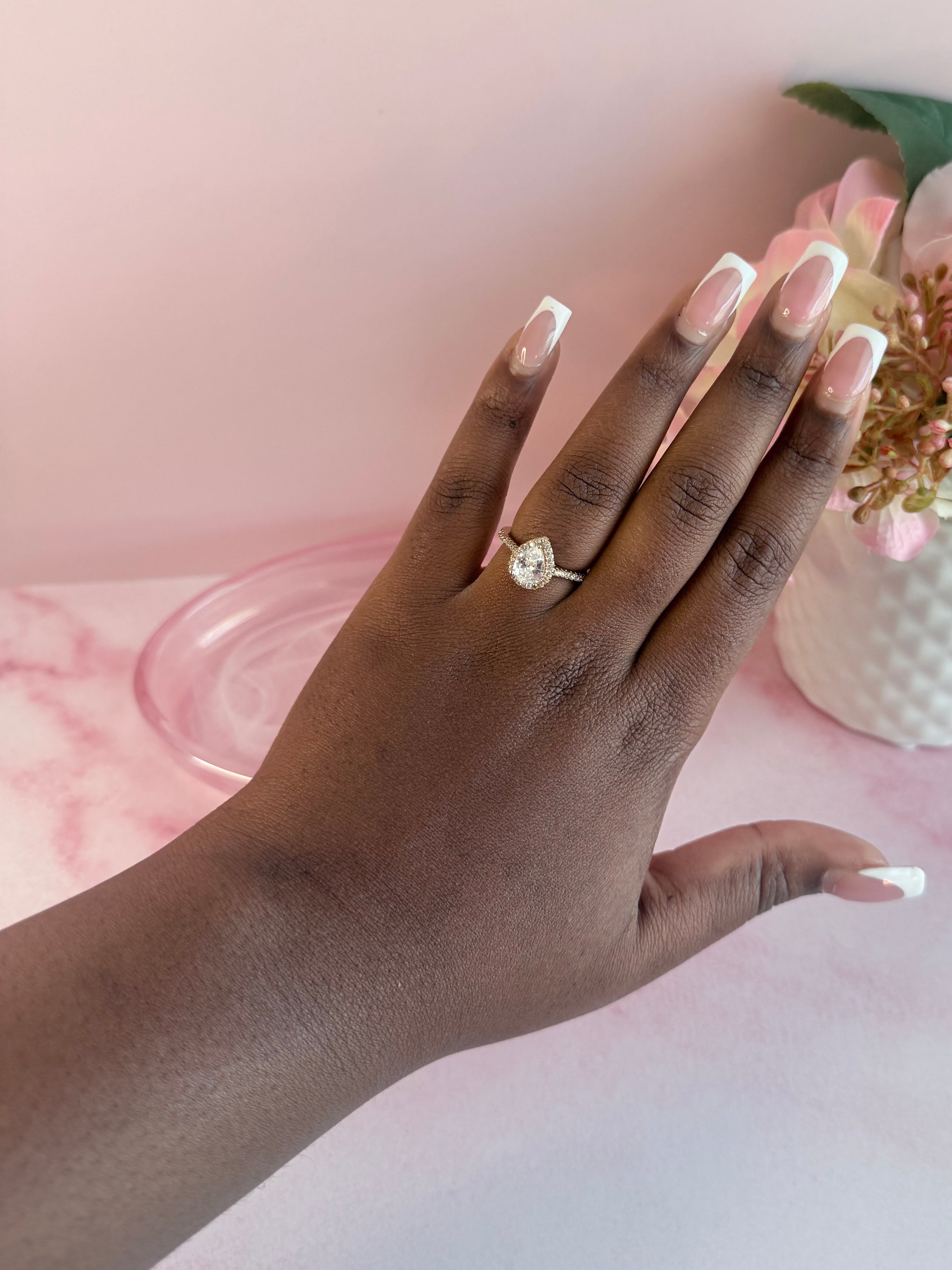 Pear Halo Ring
